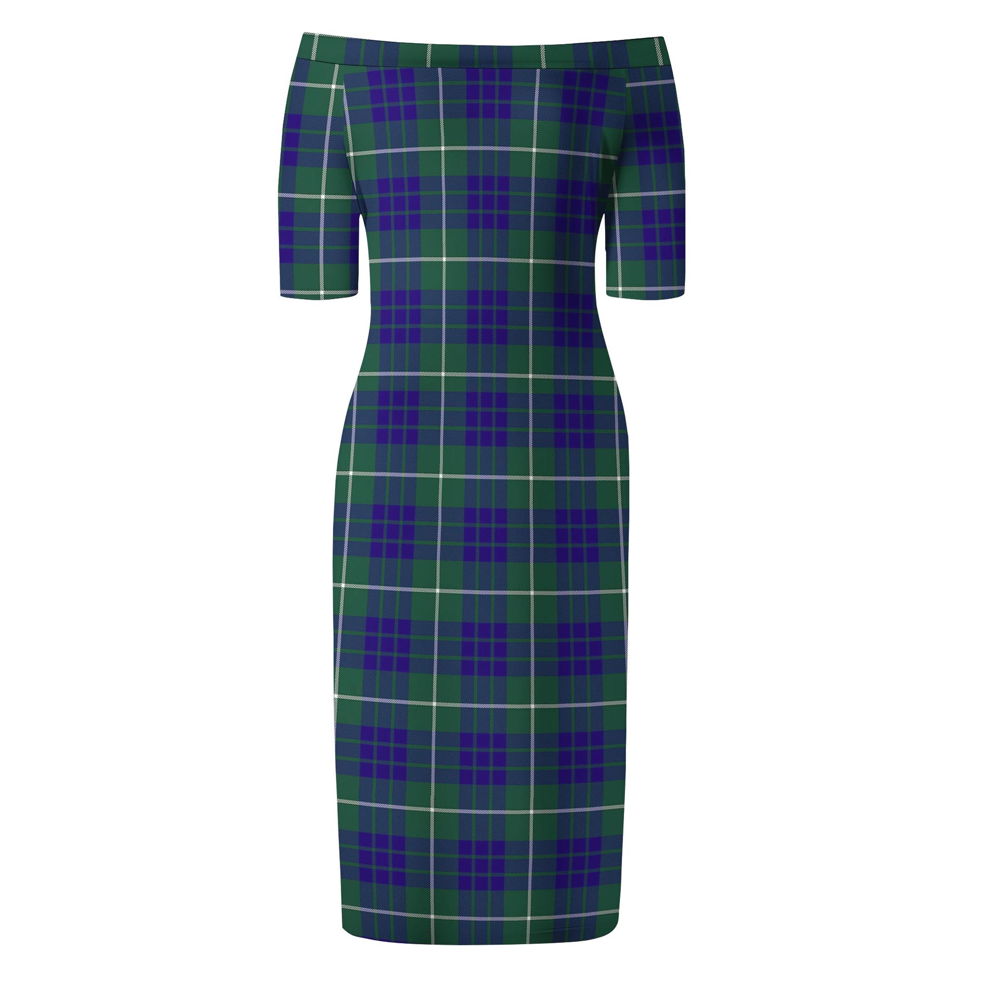 Hamilton Hunting Modern Tartan Off Shoulder Lady Dress - Tartanvibesclothing