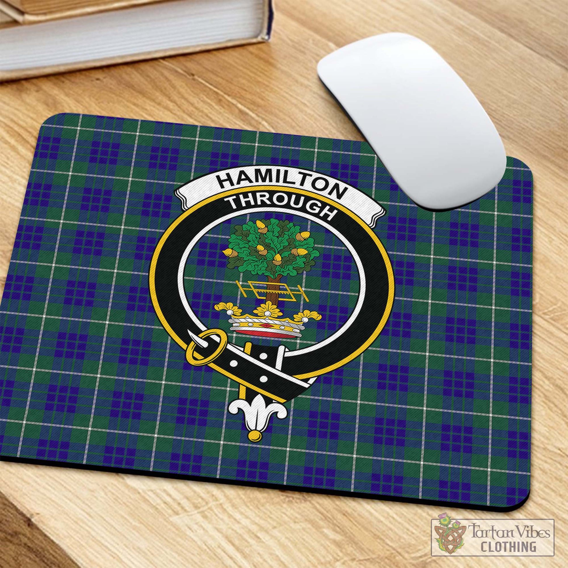 Tartan Vibes Clothing Hamilton Hunting Modern Tartan Mouse Pad with Family Crest