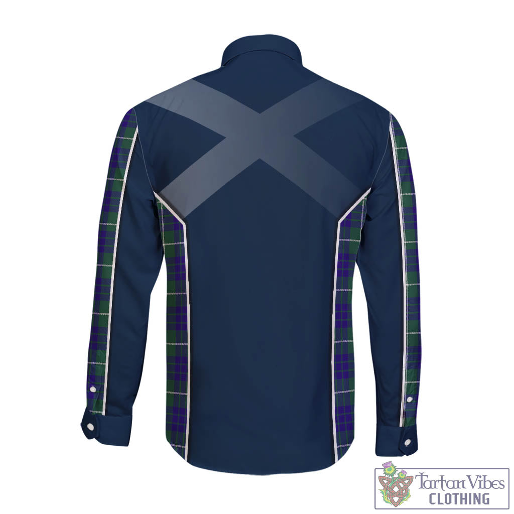 Tartan Vibes Clothing Hamilton Hunting Modern Tartan Long Sleeve Button Up Shirt with Family Crest and Scottish Thistle Vibes Sport Style