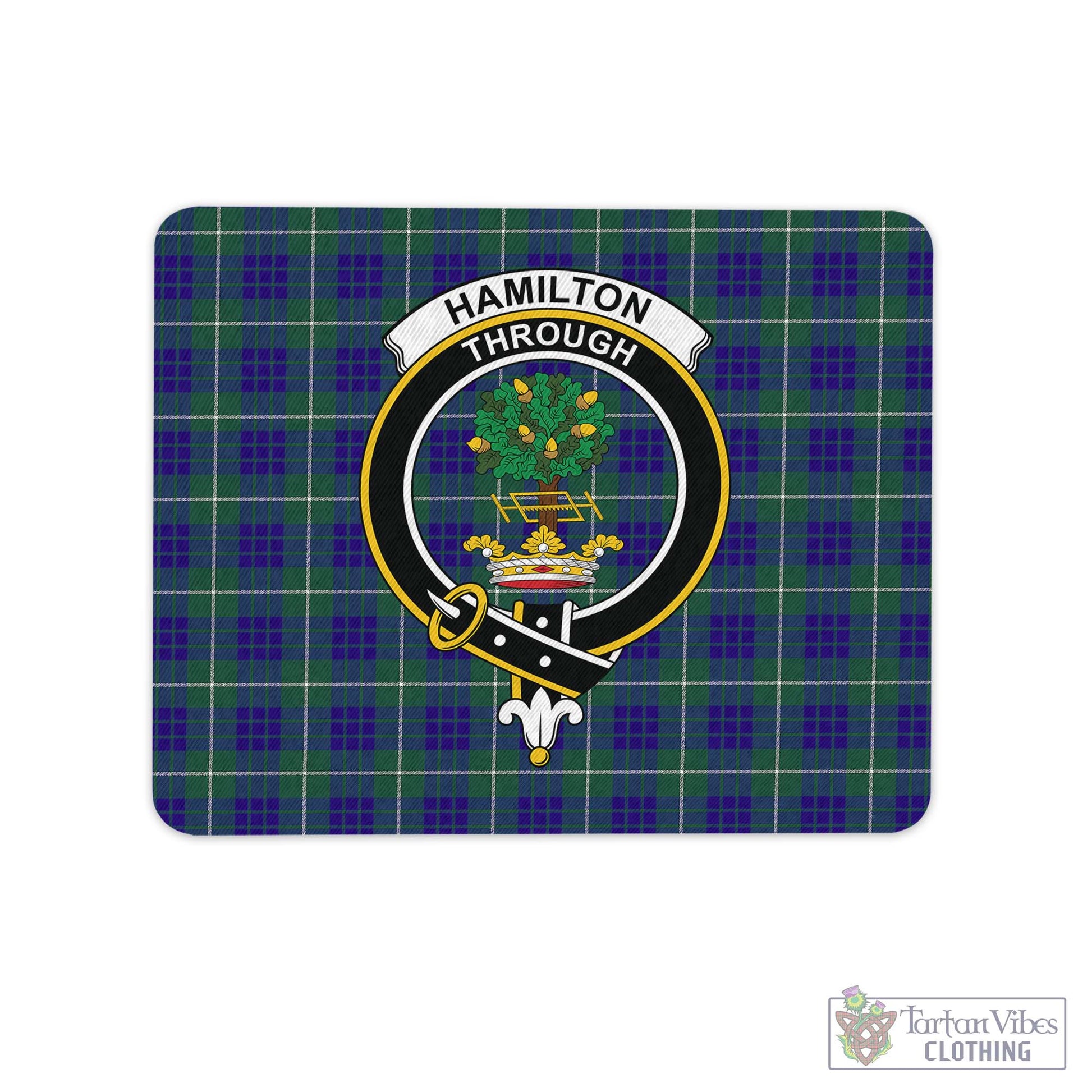 Tartan Vibes Clothing Hamilton Hunting Modern Tartan Mouse Pad with Family Crest