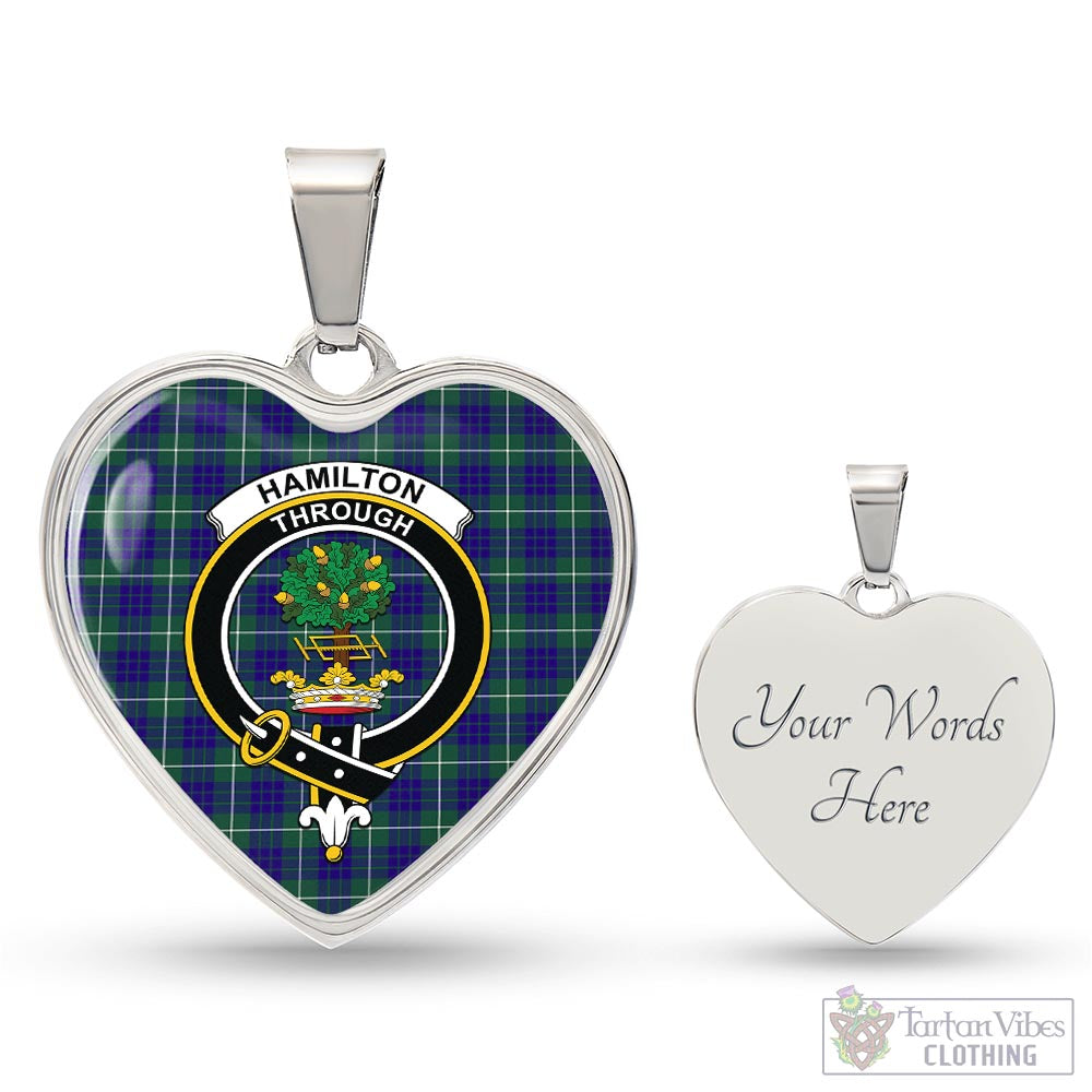 Tartan Vibes Clothing Hamilton Hunting Modern Tartan Heart Necklace with Family Crest