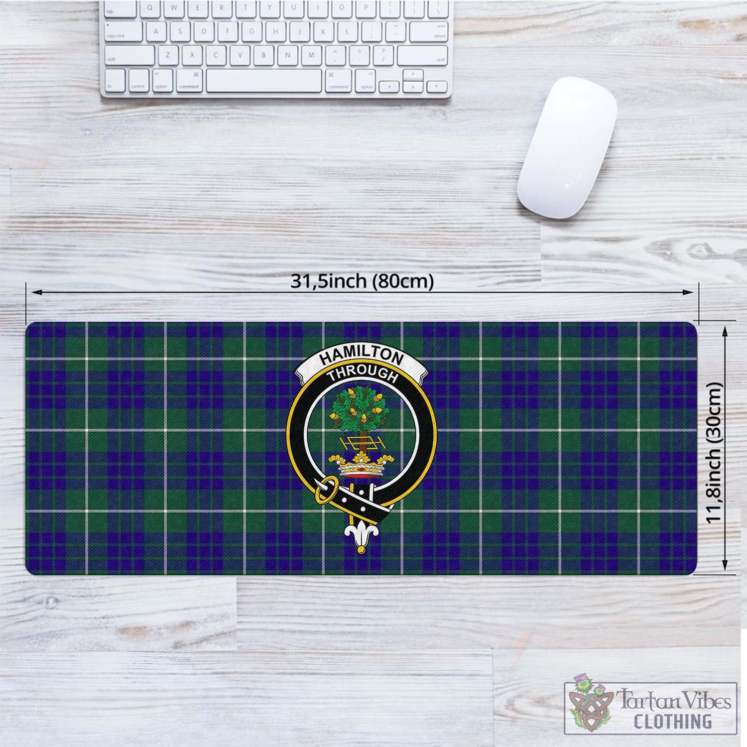 Tartan Vibes Clothing Hamilton Hunting Modern Tartan Mouse Pad with Family Crest