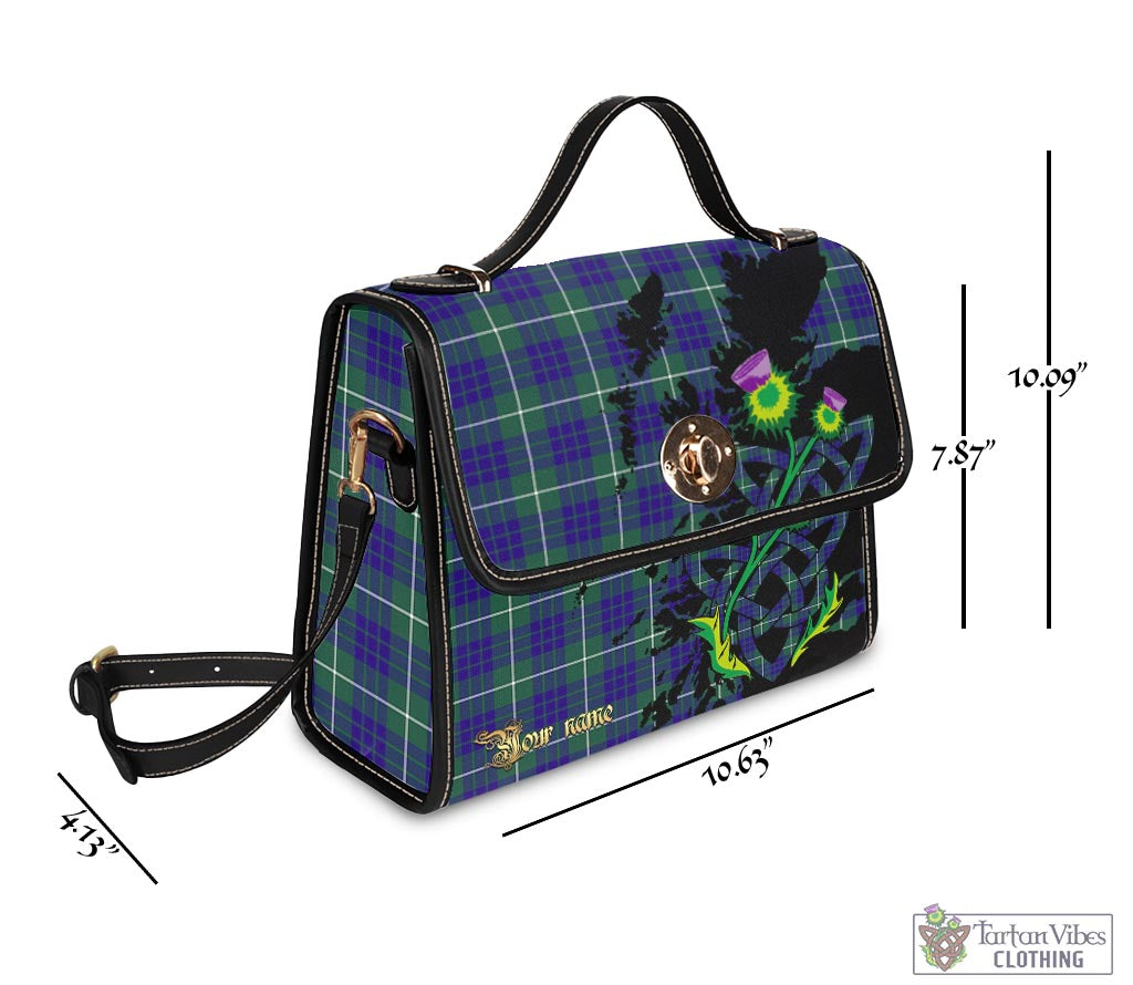 Tartan Vibes Clothing Hamilton Hunting Modern Tartan Waterproof Canvas Bag with Scotland Map and Thistle Celtic Accents