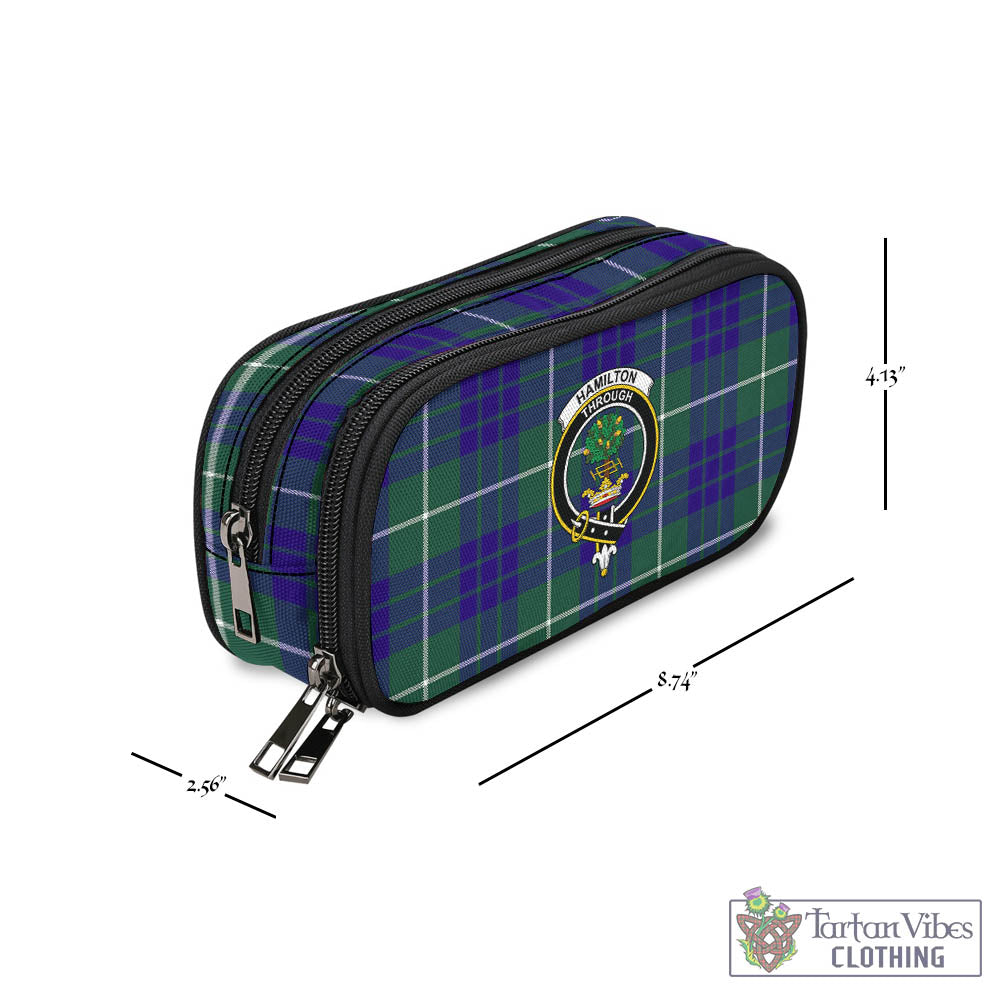 Tartan Vibes Clothing Hamilton Hunting Modern Tartan Pen and Pencil Case with Family Crest