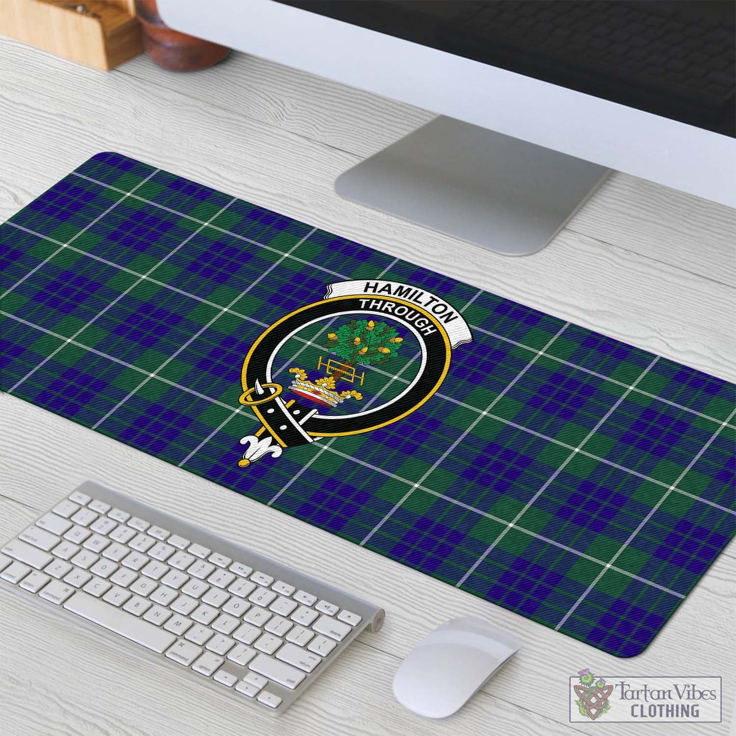 Tartan Vibes Clothing Hamilton Hunting Modern Tartan Mouse Pad with Family Crest