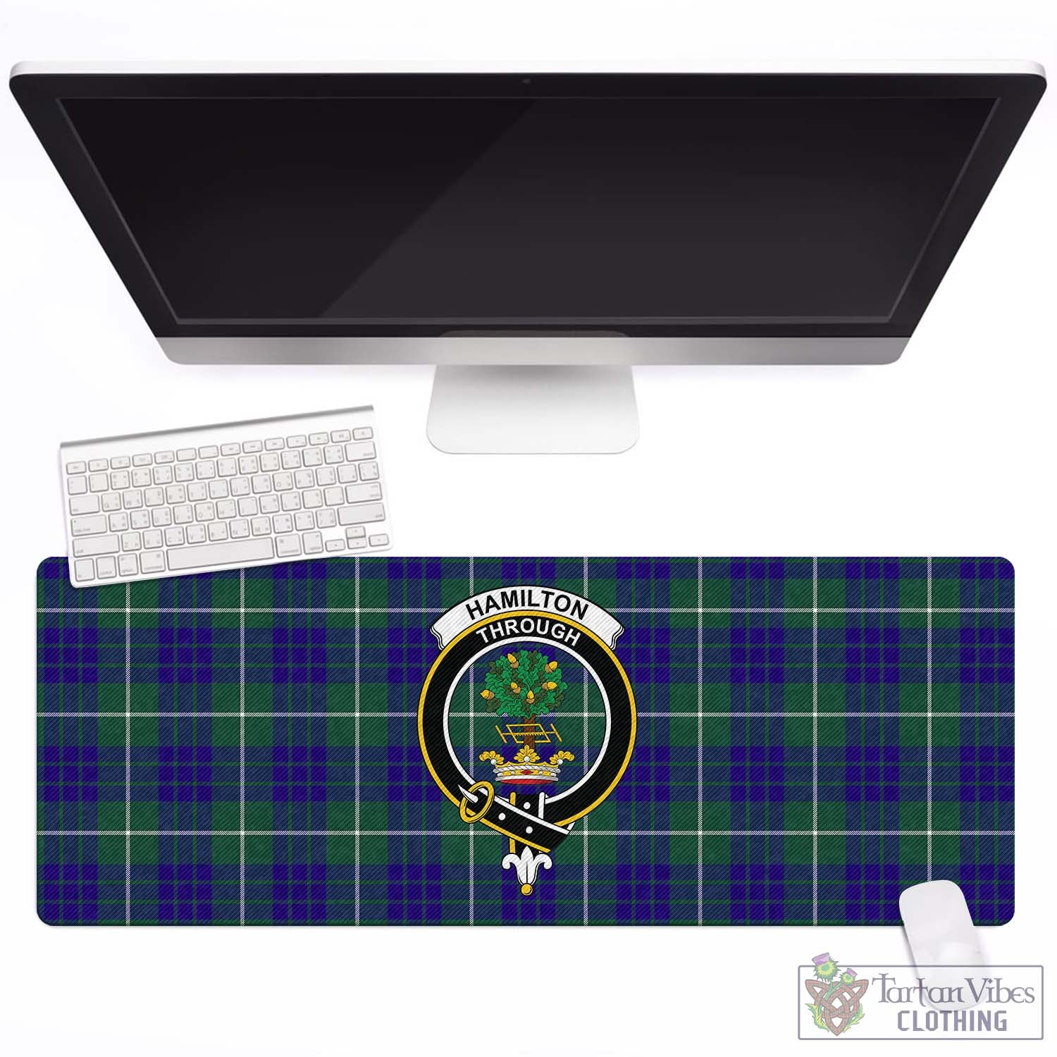 Tartan Vibes Clothing Hamilton Hunting Modern Tartan Mouse Pad with Family Crest