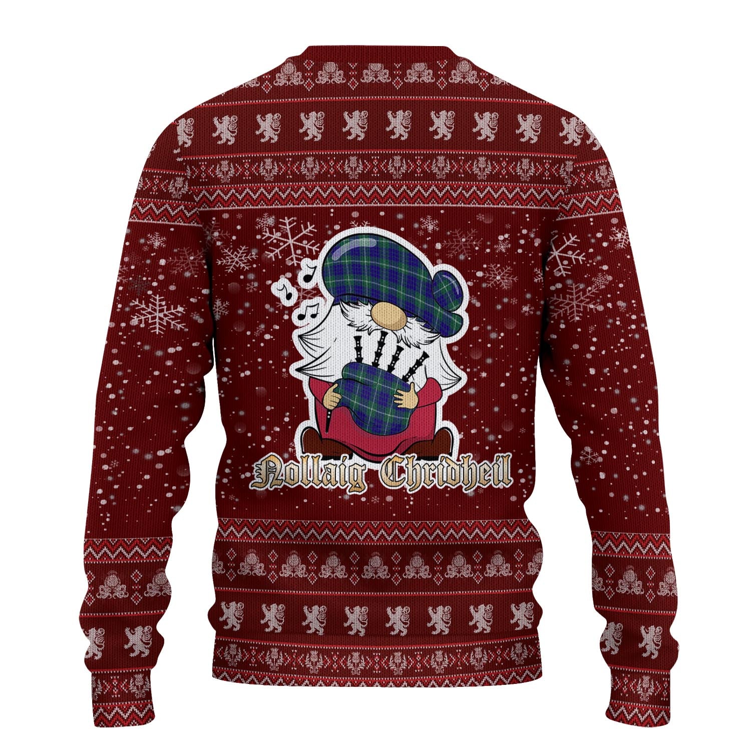 Hamilton Hunting Modern Clan Christmas Family Knitted Sweater with Funny Gnome Playing Bagpipes - Tartanvibesclothing