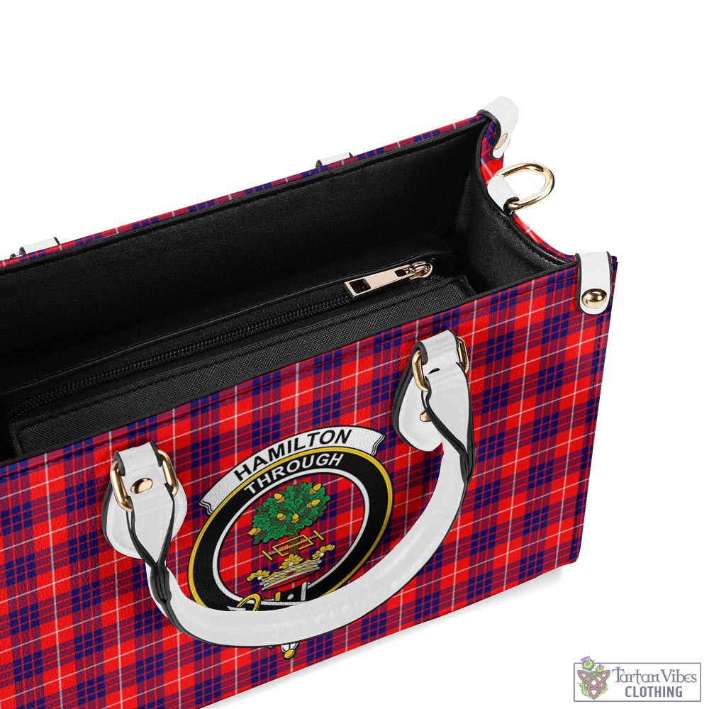 Tartan Vibes Clothing Hamilton Modern Tartan Luxury Leather Handbags with Family Crest