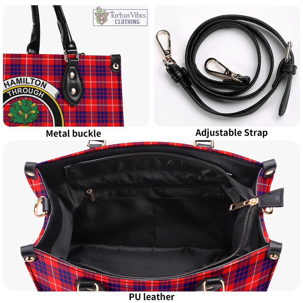 Tartan Vibes Clothing Hamilton Modern Tartan Luxury Leather Handbags with Family Crest