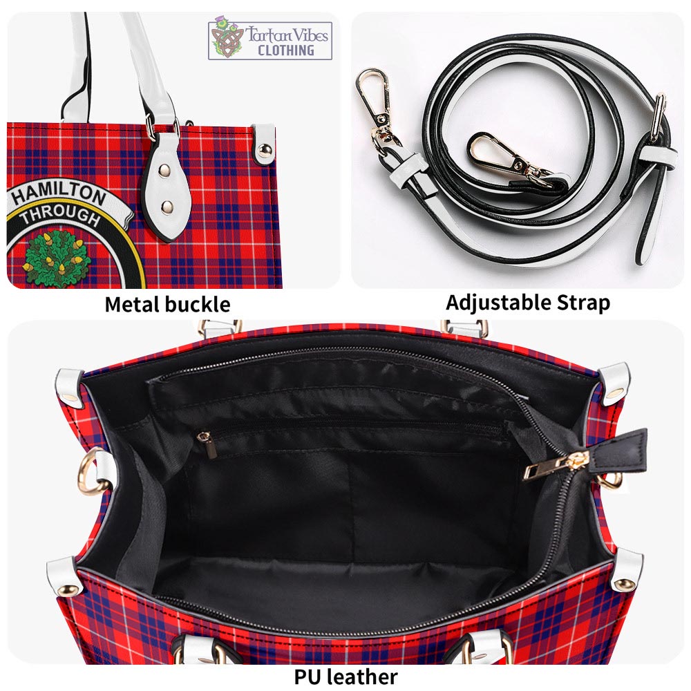 Tartan Vibes Clothing Hamilton Modern Tartan Luxury Leather Handbags with Family Crest