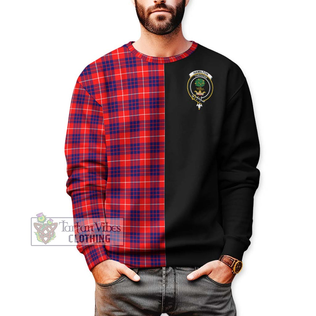 Hamilton Modern Tartan Sweatshirt with Family Crest and Half Of Me Style Unisex - Tartanvibesclothing Shop