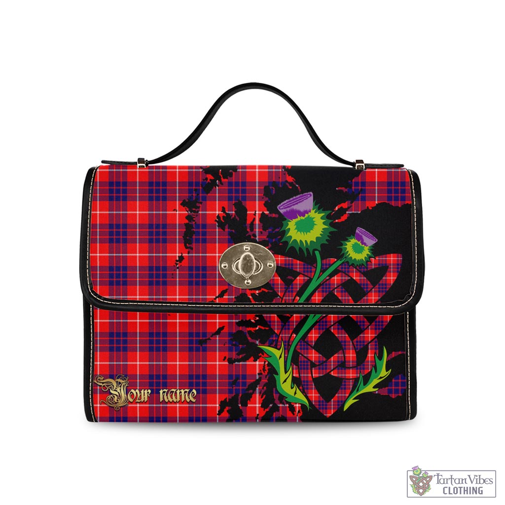 Tartan Vibes Clothing Hamilton Modern Tartan Waterproof Canvas Bag with Scotland Map and Thistle Celtic Accents