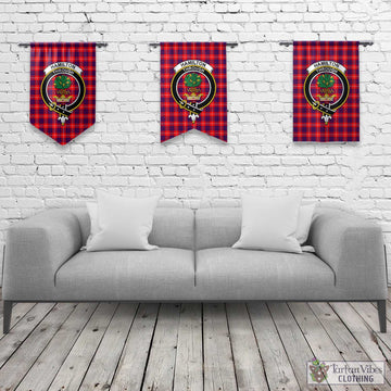 Hamilton Modern Tartan Gonfalon, Tartan Banner with Family Crest