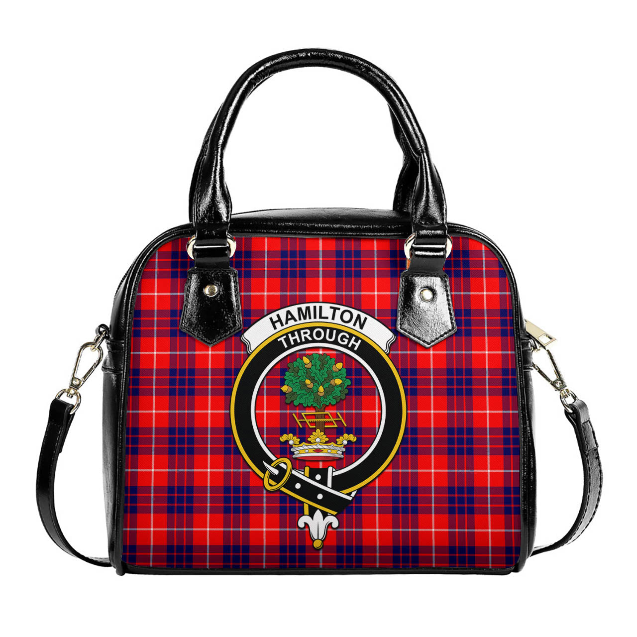 Hamilton Modern Tartan Shoulder Handbags with Family Crest One Size 6*25*22 cm - Tartanvibesclothing