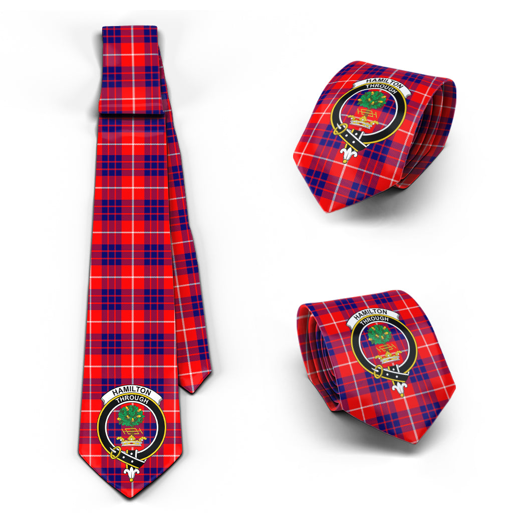 Hamilton Modern Tartan Classic Necktie with Family Crest Necktie One Size - Tartan Vibes Clothing