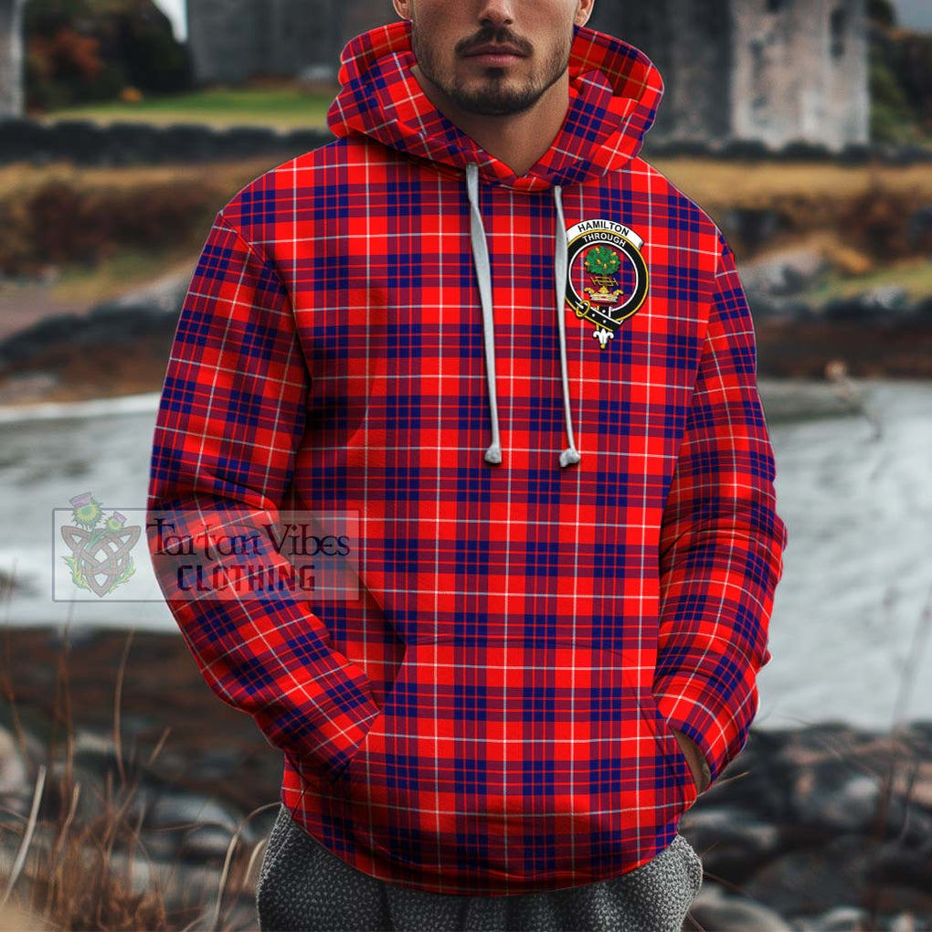 Hamilton Modern Tartan Cotton Hoodie with Family Crest Pullover Hoodie XS - Tartan Vibes Clothing