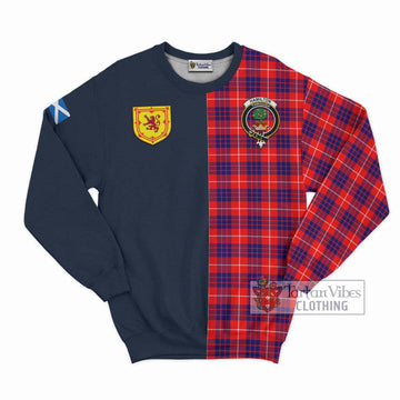 Hamilton Modern Tartan Sweatshirt Alba with Scottish Lion Royal Arm Half Style