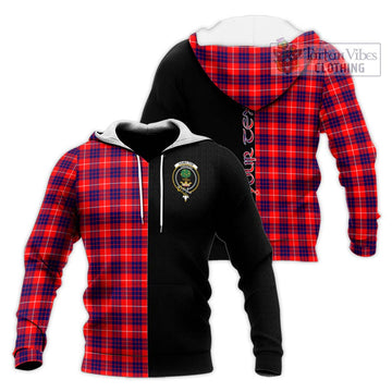 Hamilton Modern Tartan Knitted Hoodie with Family Crest and Half Of Me Style