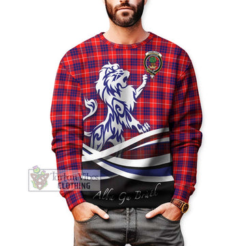 Hamilton Modern Tartan Sweatshirt with Alba Gu Brath Regal Lion Emblem