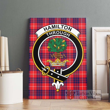 Hamilton Modern Tartan Canvas Print Wall Art with Family Crest