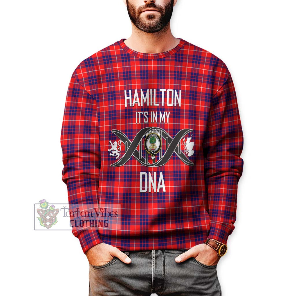 Hamilton Modern Tartan Sweatshirt with Family Crest DNA In Me Style Unisex - Tartanvibesclothing Shop