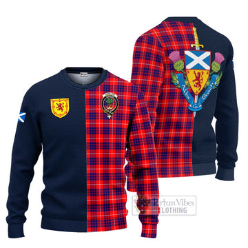 Hamilton Modern Tartan Ugly Sweater with Scottish Lion Royal Arm Half Style