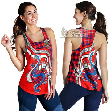 Hamilton Modern Tartan Women's Racerback Tanks with Epic Bagpipe Style