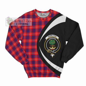 Hamilton Modern Tartan Sweatshirt with Family Crest Circle Style