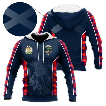 Hamilton Modern Tartan Knitted Hoodie with Family Crest and Scottish Thistle Vibes Sport Style