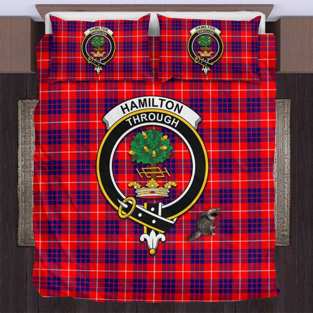 Hamilton Modern Tartan Bedding Set with Family Crest US Bedding Set - Tartan Vibes Clothing