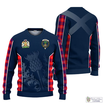 Hamilton Modern Tartan Knitted Sweatshirt with Family Crest and Scottish Thistle Vibes Sport Style