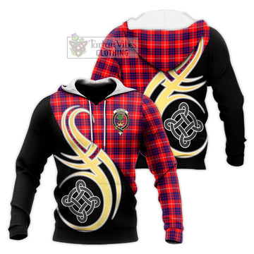 Hamilton Modern Tartan Knitted Hoodie with Family Crest and Celtic Symbol Style