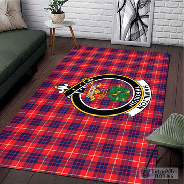 Hamilton Modern Tartan Area Rug with Family Crest