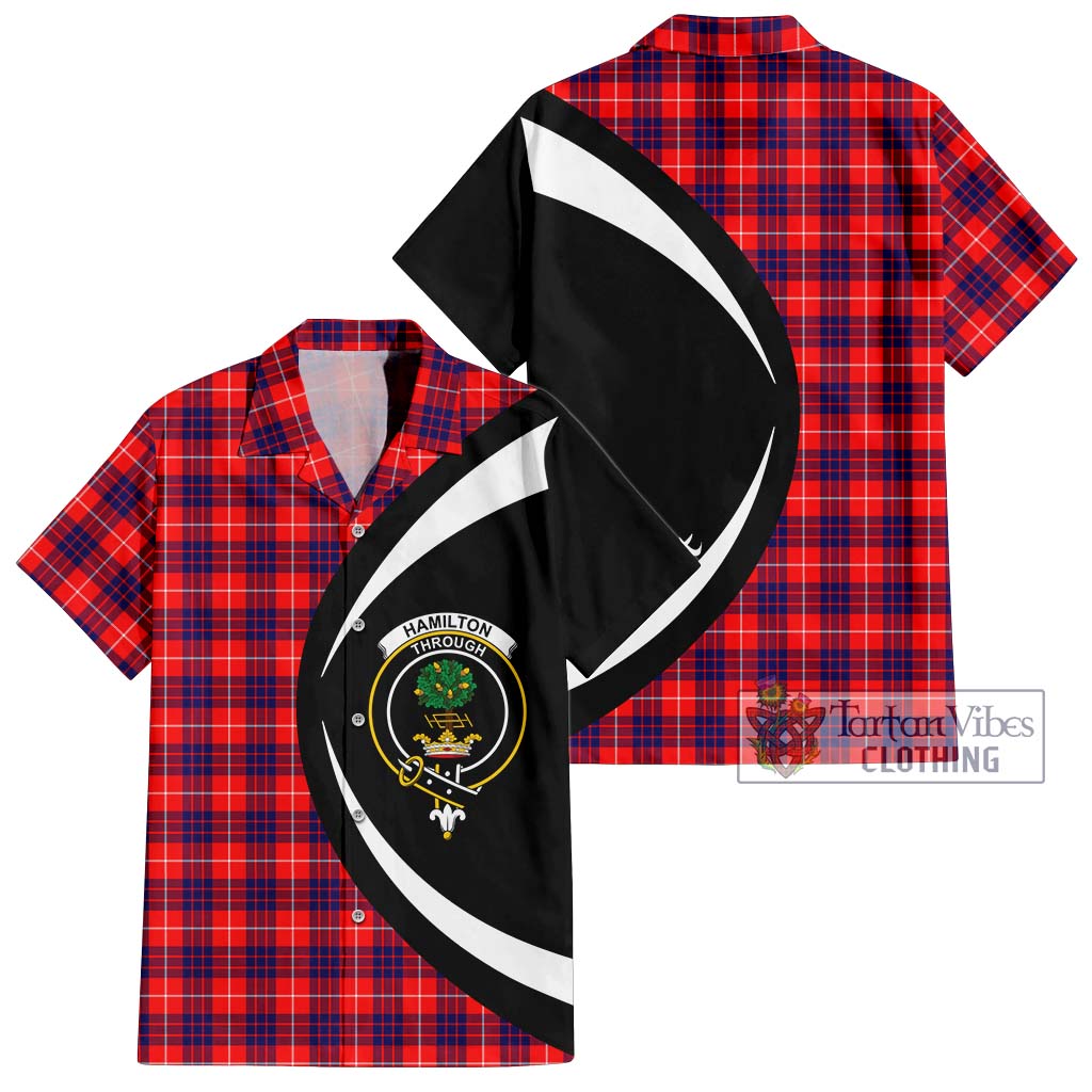 Hamilton Modern Tartan Short Sleeve Button Up with Family Crest Circle Style Kid - Tartan Vibes Clothing