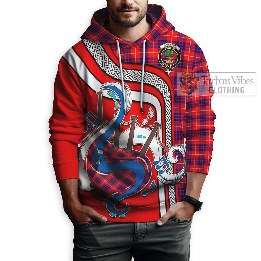 Hamilton Modern Tartan Hoodie with Epic Bagpipe Style Zip Hoodie - Tartanvibesclothing Shop