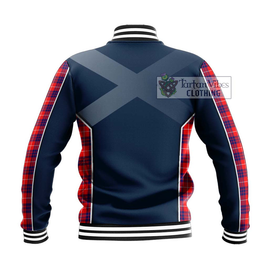 Hamilton Modern Tartan Baseball Jacket with Family Crest and Lion Rampant Vibes Sport Style - Tartan Vibes Clothing