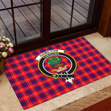 Hamilton Modern Tartan Door Mat with Family Crest