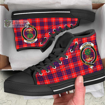 Hamilton Modern Tartan High Top Shoes with Family Crest