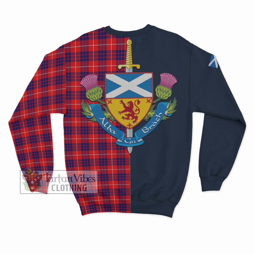 Tartan Vibes Clothing Hamilton Modern Tartan Sweatshirt with Scottish Lion Royal Arm Half Style