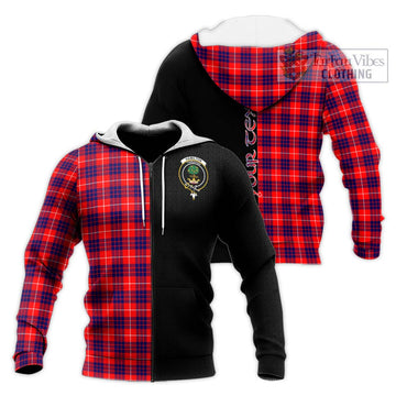 Hamilton Modern Tartan Knitted Hoodie with Family Crest and Half Of Me Style