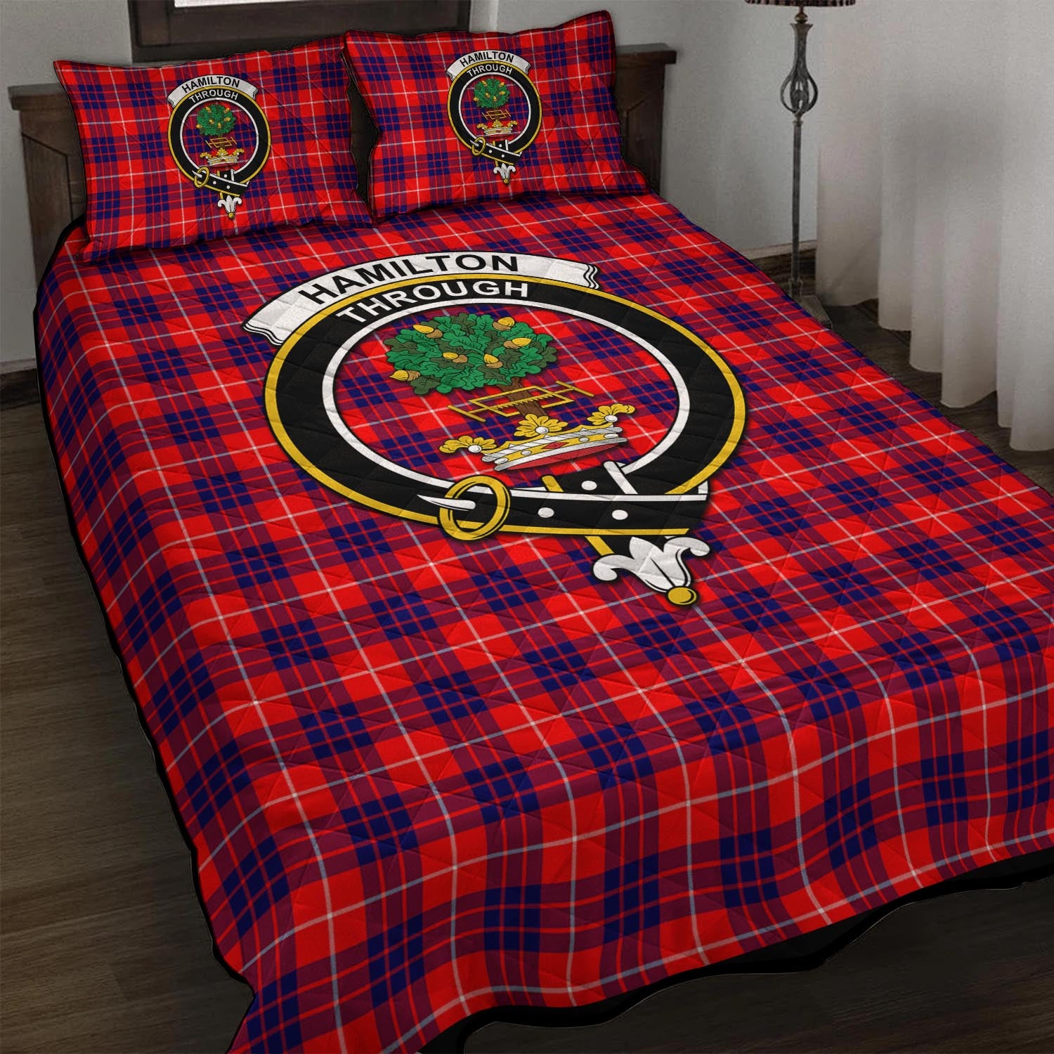 Hamilton Modern Tartan Quilt Bed Set with Family Crest - Tartan Vibes Clothing