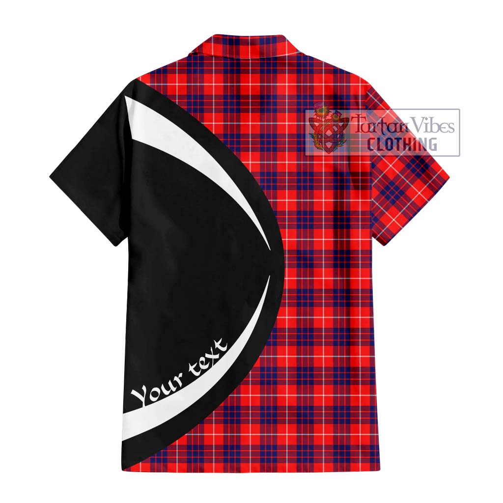 Hamilton Modern Tartan Short Sleeve Button Up with Family Crest Circle Style - Tartan Vibes Clothing