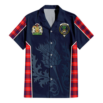 Hamilton Modern Tartan Short Sleeve Button Up Shirt with Family Crest and Scottish Thistle Vibes Sport Style