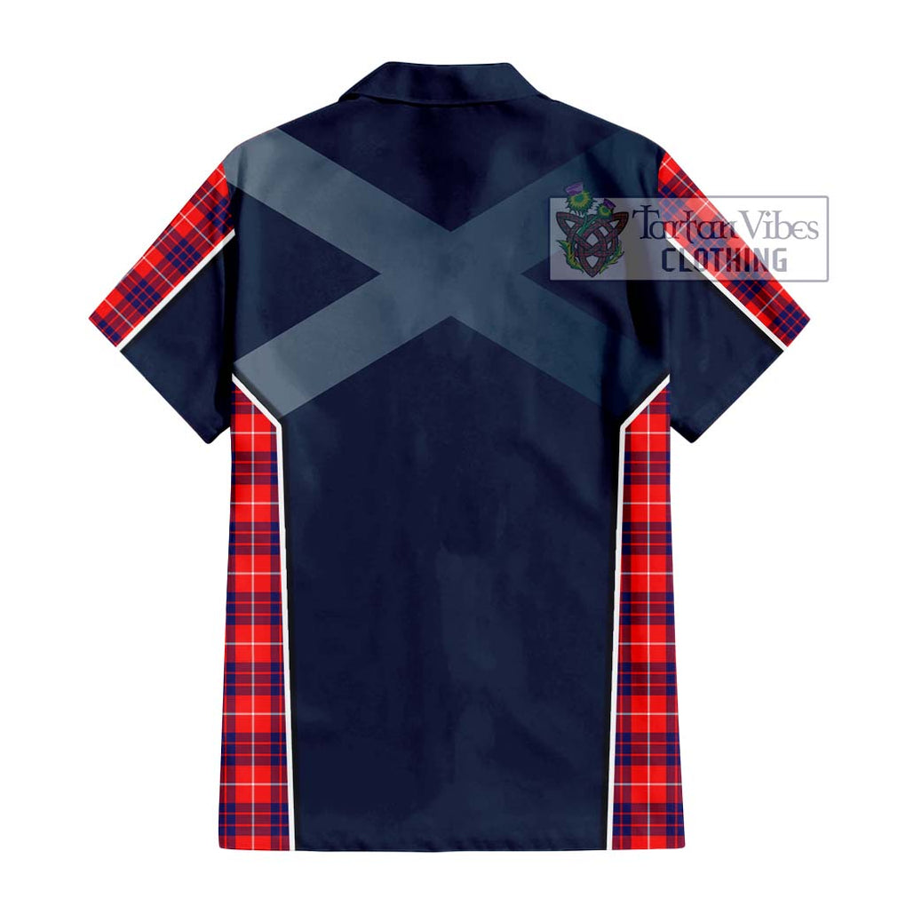 Hamilton Modern Tartan Short Sleeve Button Shirt with Family Crest and Lion Rampant Vibes Sport Style - Tartan Vibes Clothing