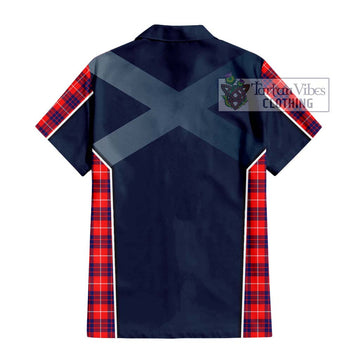 Hamilton Modern Tartan Short Sleeve Button Shirt with Family Crest and Lion Rampant Vibes Sport Style