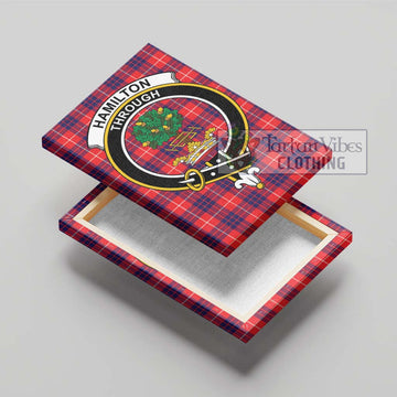 Hamilton Modern Tartan Canvas Print Wall Art with Family Crest