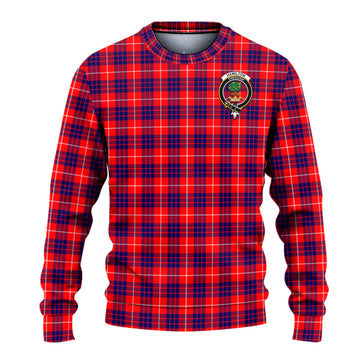 Hamilton Modern Tartan Ugly Sweater with Family Crest