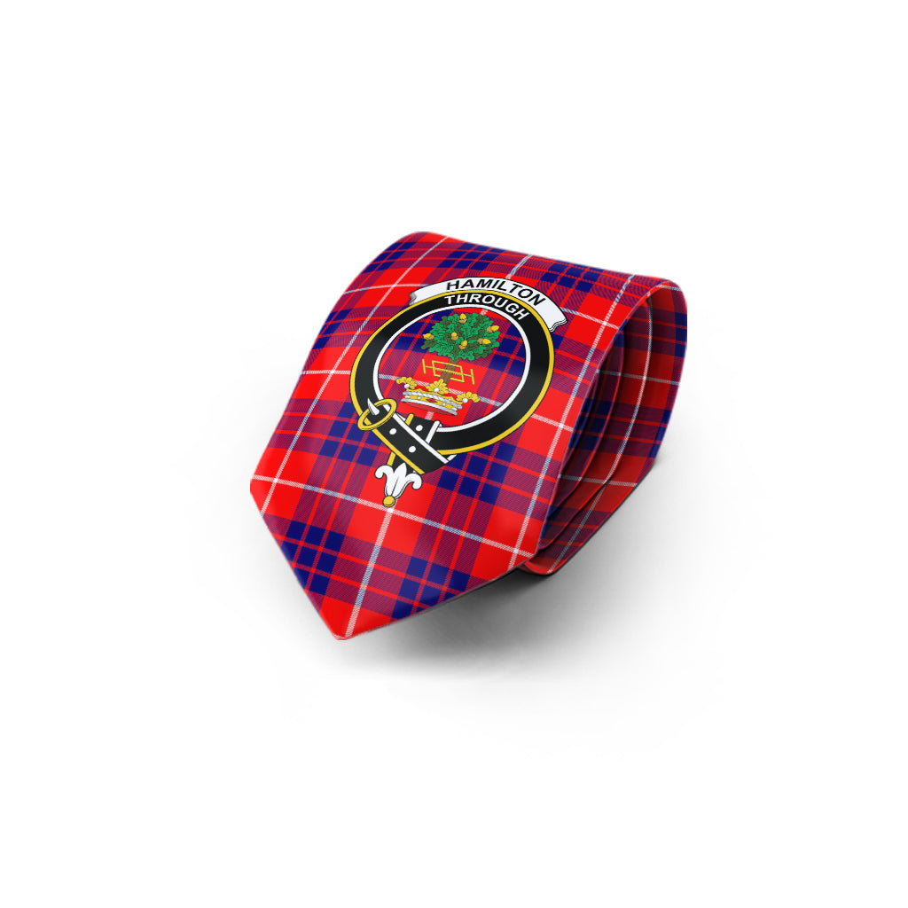 Hamilton Modern Tartan Classic Necktie with Family Crest - Tartan Vibes Clothing