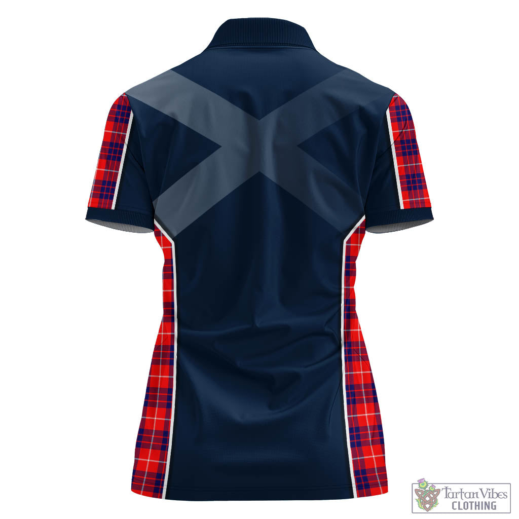 Tartan Vibes Clothing Hamilton Modern Tartan Women's Polo Shirt with Family Crest and Scottish Thistle Vibes Sport Style