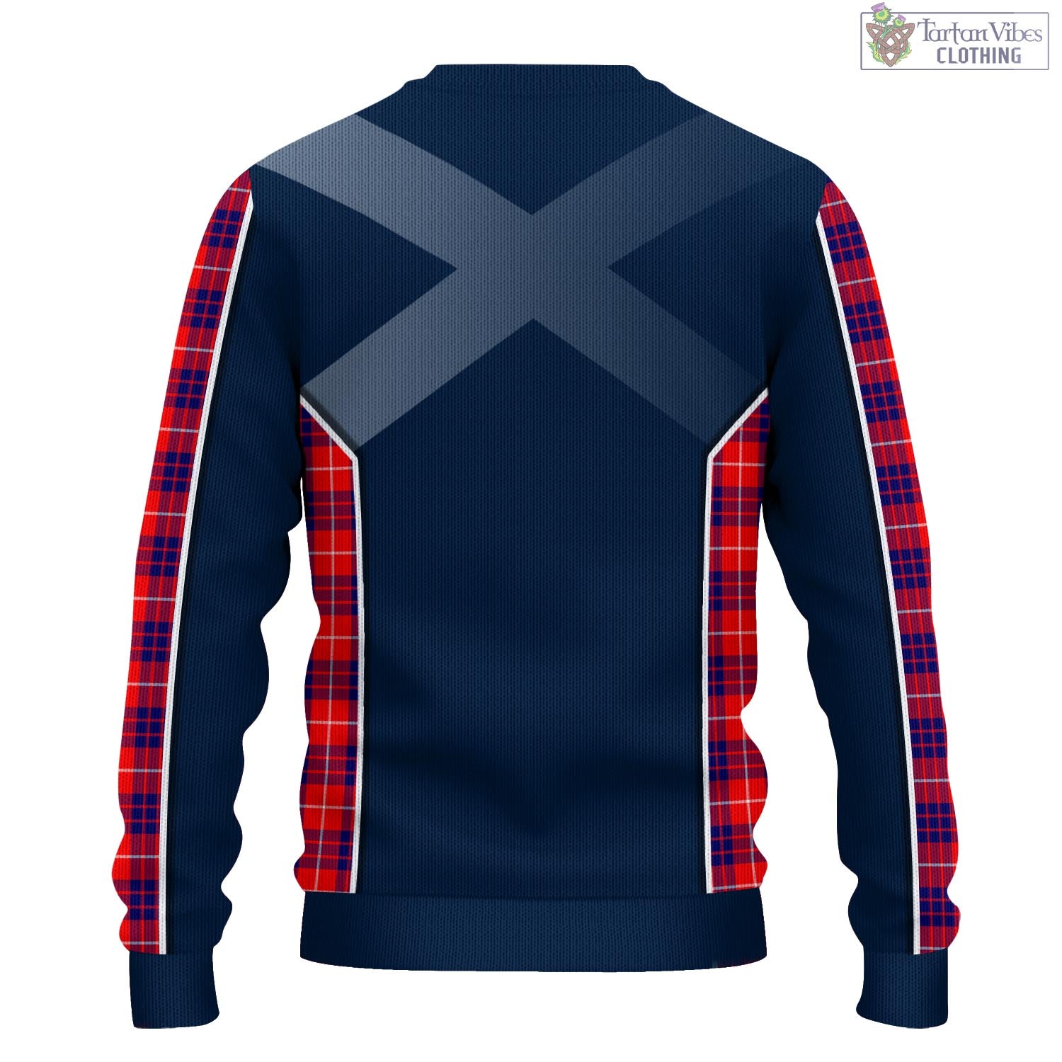 Tartan Vibes Clothing Hamilton Modern Tartan Knitted Sweatshirt with Family Crest and Scottish Thistle Vibes Sport Style